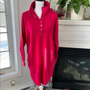 Bright Pink Button-Up Sweater Dress